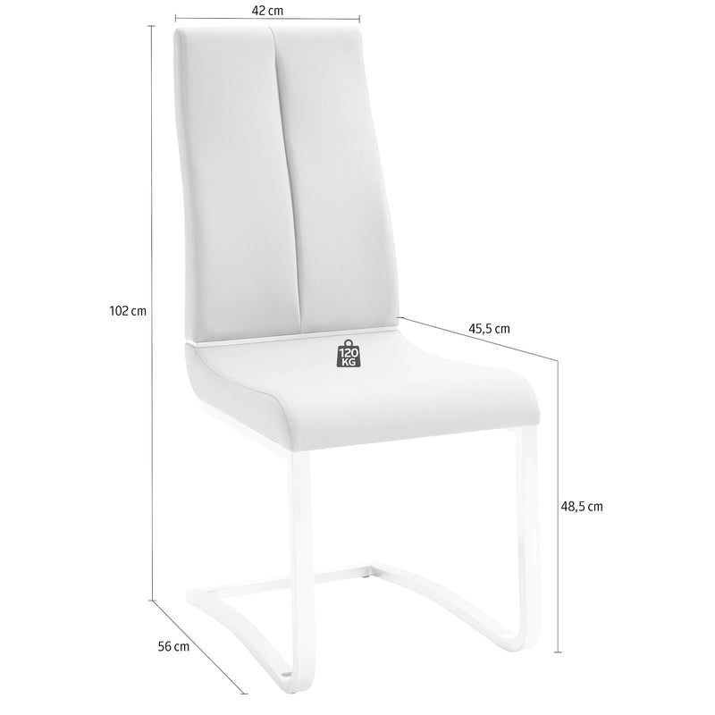 Set 2 scaune tapitate cu piele ecologica si picioare metalice, Pescara Maro / Crom, l42xA56xH102 cm (8)