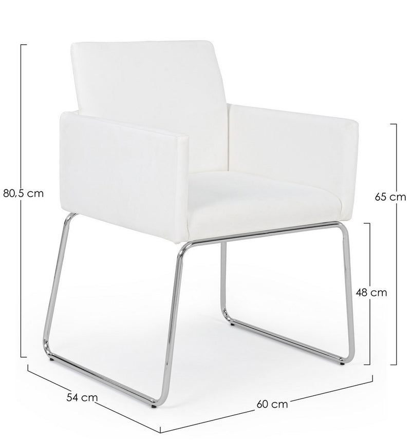 Set 2 scaune tapitate cu piele ecologica si picioare metalice Sixty Alb / Crom, l60xA54xH80,5 cm (8)
