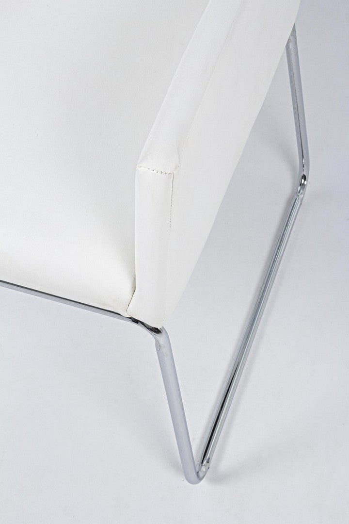Set 2 scaune tapitate cu piele ecologica si picioare metalice Sixty Alb / Crom, l60xA54xH80,5 cm (7)