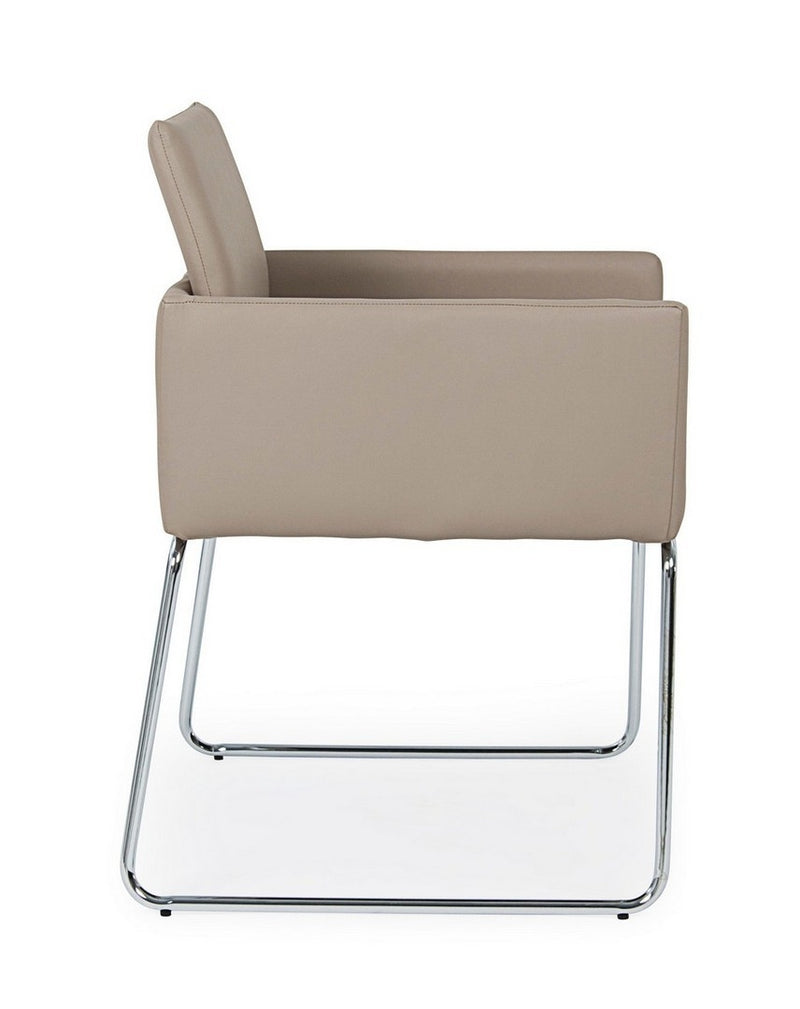 Set 2 scaune tapitate cu piele ecologica si picioare metalice Sixty Grej / Crom, l60xA54xH80,5 cm (4)