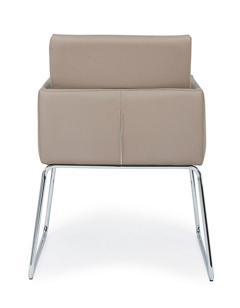 Set 2 scaune tapitate cu piele ecologica si picioare metalice Sixty Grej / Crom, l60xA54xH80,5 cm (3)