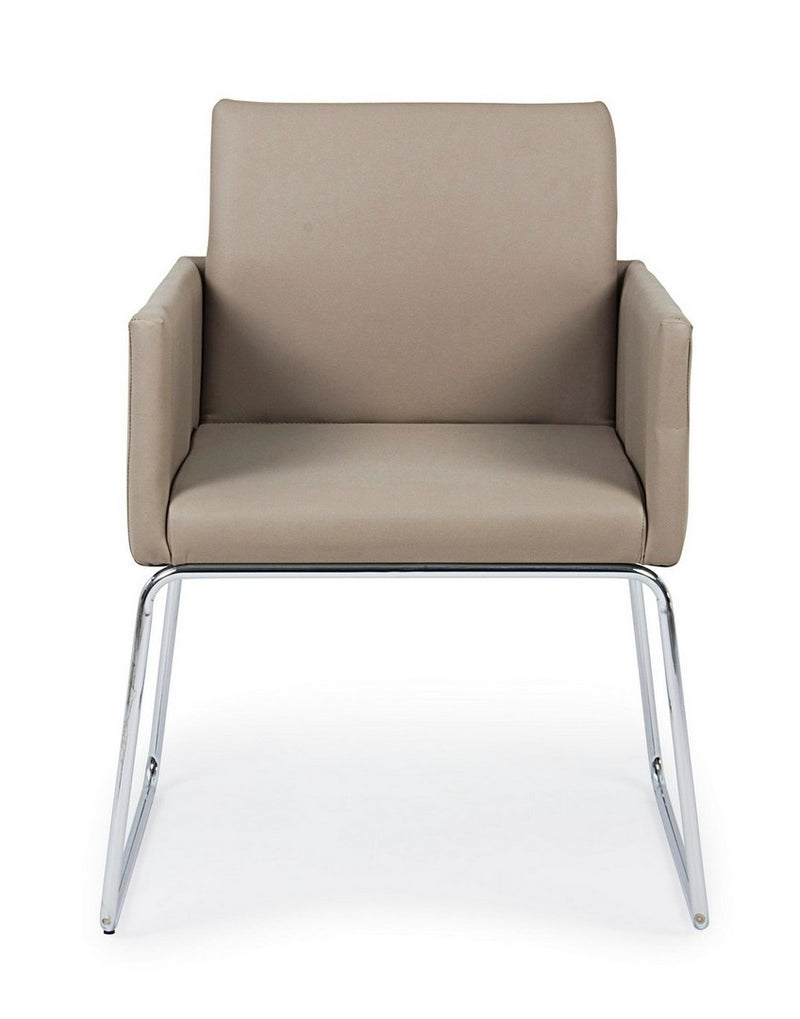 Set 2 scaune tapitate cu piele ecologica si picioare metalice Sixty Grej / Crom, l60xA54xH80,5 cm (2)