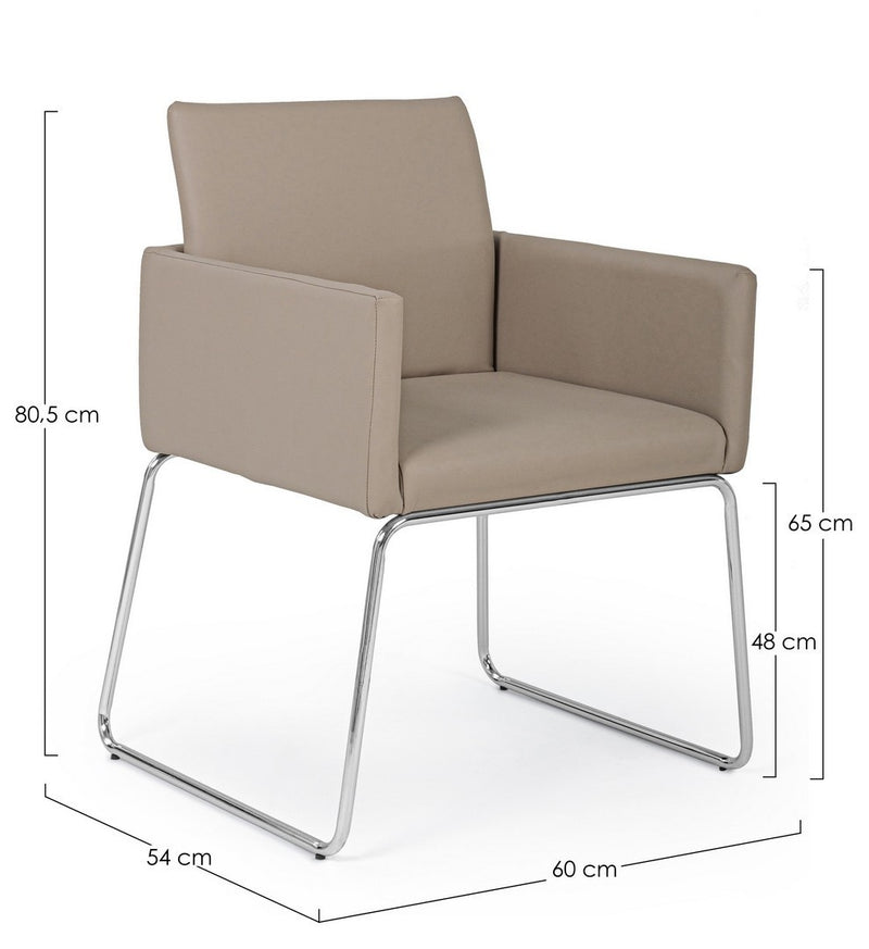 Set 2 scaune tapitate cu piele ecologica si picioare metalice Sixty Grej / Crom, l60xA54xH80,5 cm (7)