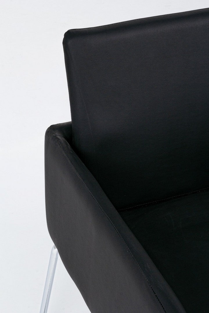 Set 2 scaune tapitate cu piele ecologica si picioare metalice Sixty Negru / Crom, l60xA54xH80,5 cm (5)