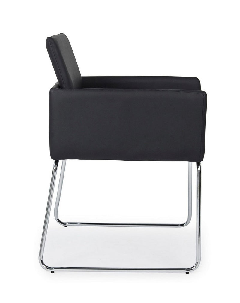 Set 2 scaune tapitate cu piele ecologica si picioare metalice Sixty Negru / Crom, l60xA54xH80,5 cm (4)
