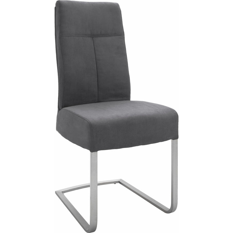 Set 2 scaune tapitate cu piele ecologica si picioare metalice, Talena Antracit / Gri, l47xA64xH104 cm (10)
