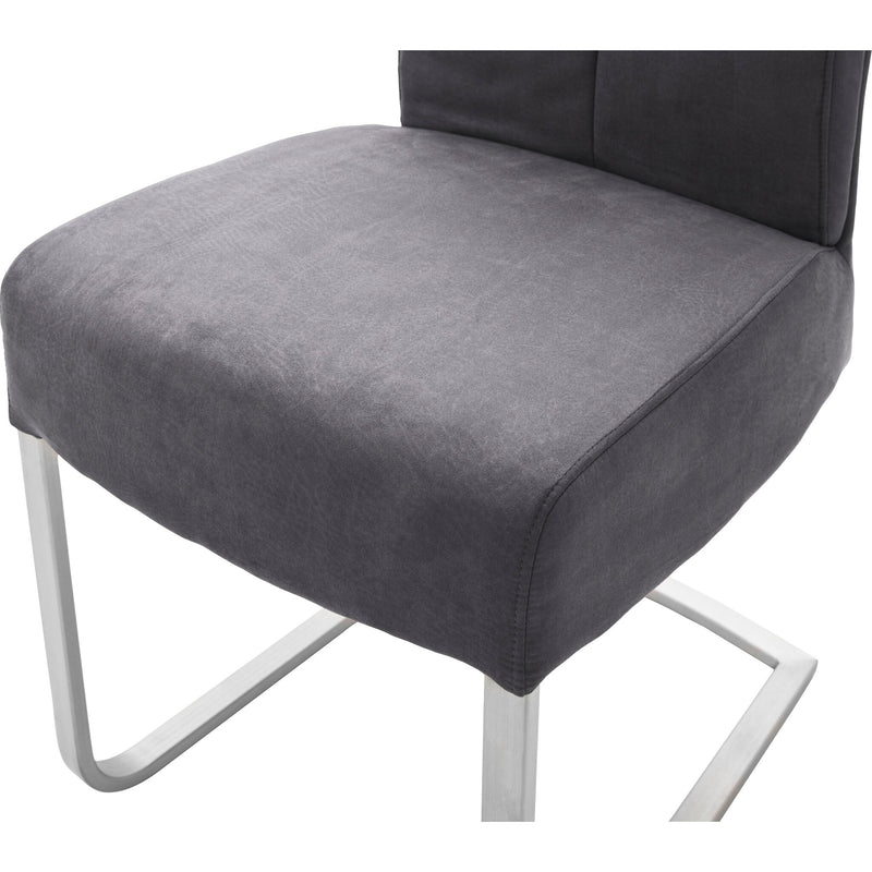 Set 2 scaune tapitate cu piele ecologica si picioare metalice, Talena Antracit / Gri, l47xA64xH104 cm (13)