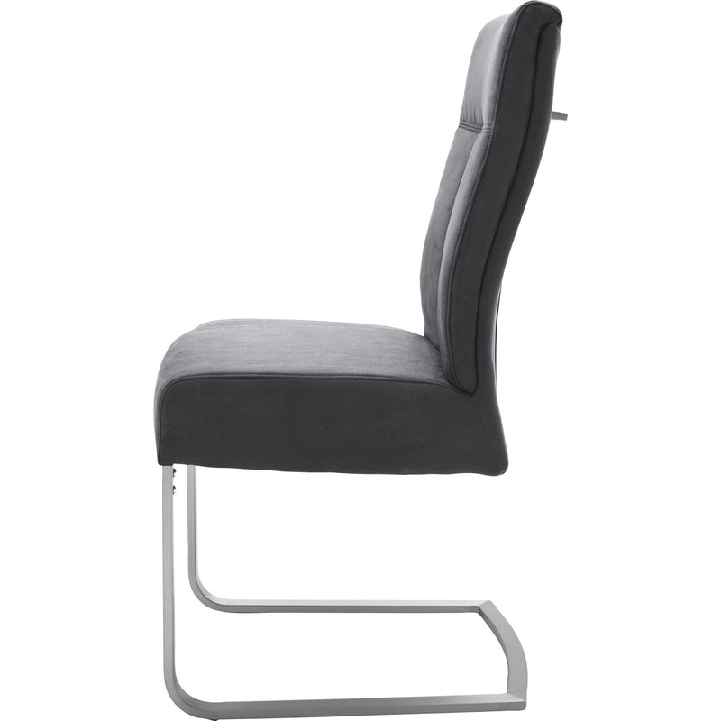 Set 2 scaune tapitate cu piele ecologica si picioare metalice, Talena Antracit / Gri, l47xA64xH104 cm (9)