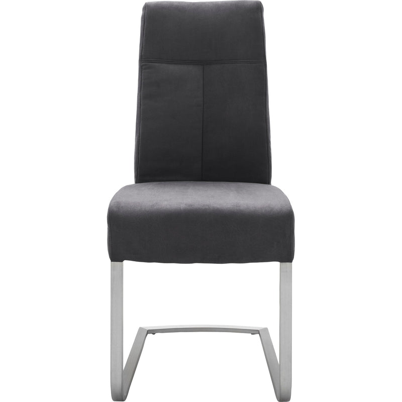 Set 2 scaune tapitate cu piele ecologica si picioare metalice, Talena Antracit / Gri, l47xA64xH104 cm (7)