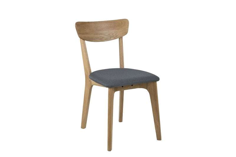 Set 2 scaune din lemn, tapitate cu stofa Taxi Gri Inchis / Stejar, l45xA49xH84 cm (2)