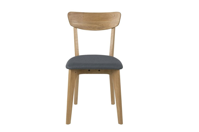 Set 2 scaune din lemn, tapitate cu stofa Taxi Gri Inchis / Stejar, l45xA49xH84 cm (3)