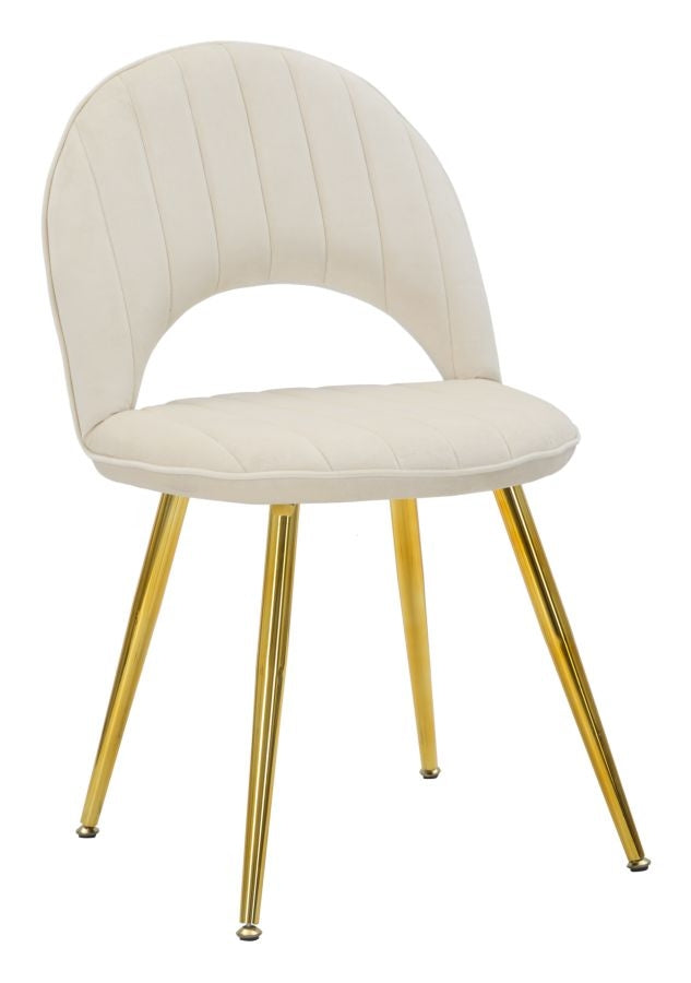 Set 2 scaune tapitate cu stofa, cu picioare din metal, Flex Velvet Crem / Auriu, l52xA48xH78 cm (2)