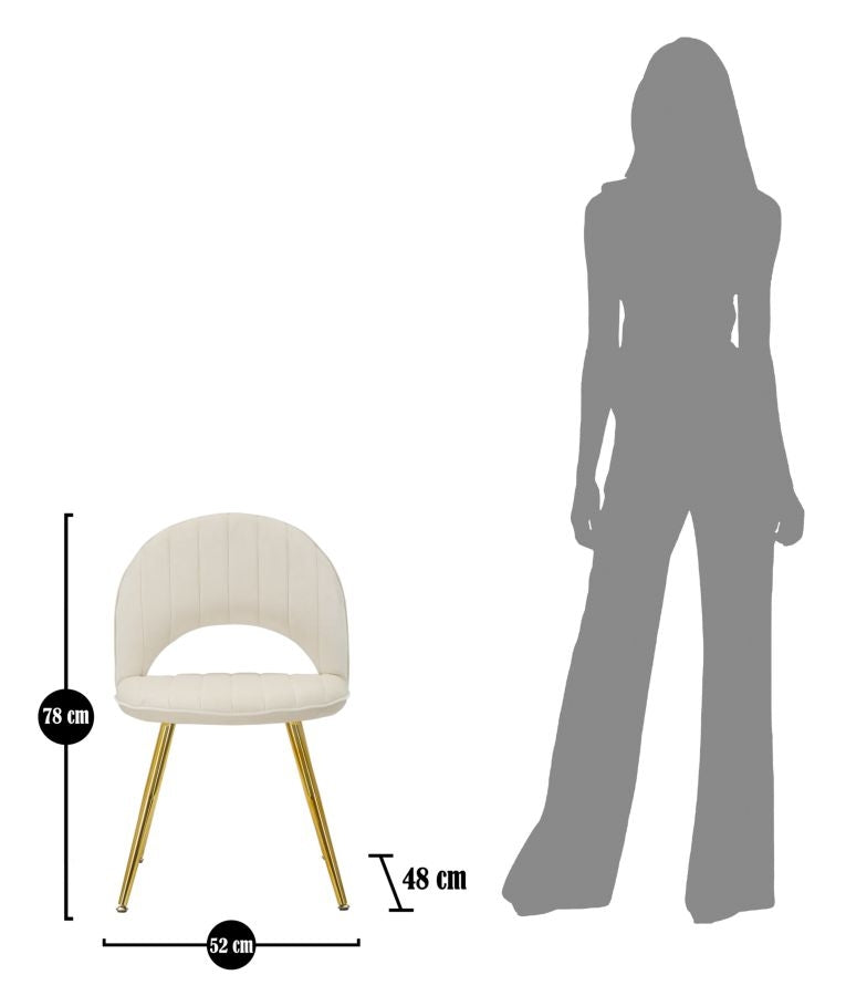 Set 2 scaune tapitate cu stofa, cu picioare din metal, Flex Velvet Crem / Auriu, l52xA48xH78 cm (7)
