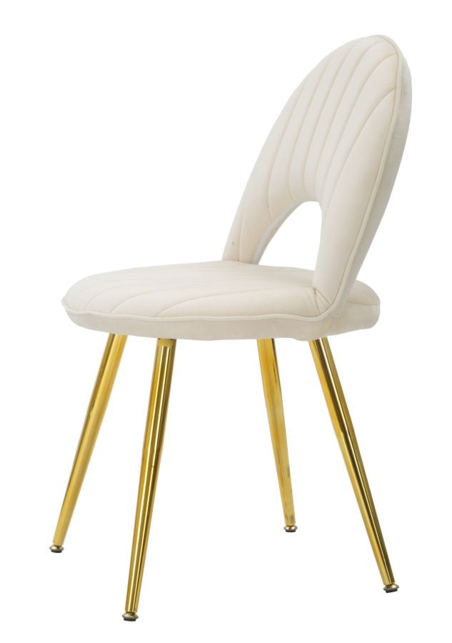 Set 2 scaune tapitate cu stofa, cu picioare din metal, Flex Velvet Crem / Auriu, l52xA48xH78 cm (4)