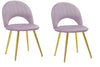 Set 2 scaune tapitate cu stofa, cu picioare din metal, Flex Velvet Lila / Auriu, l52xA48xH78 cm