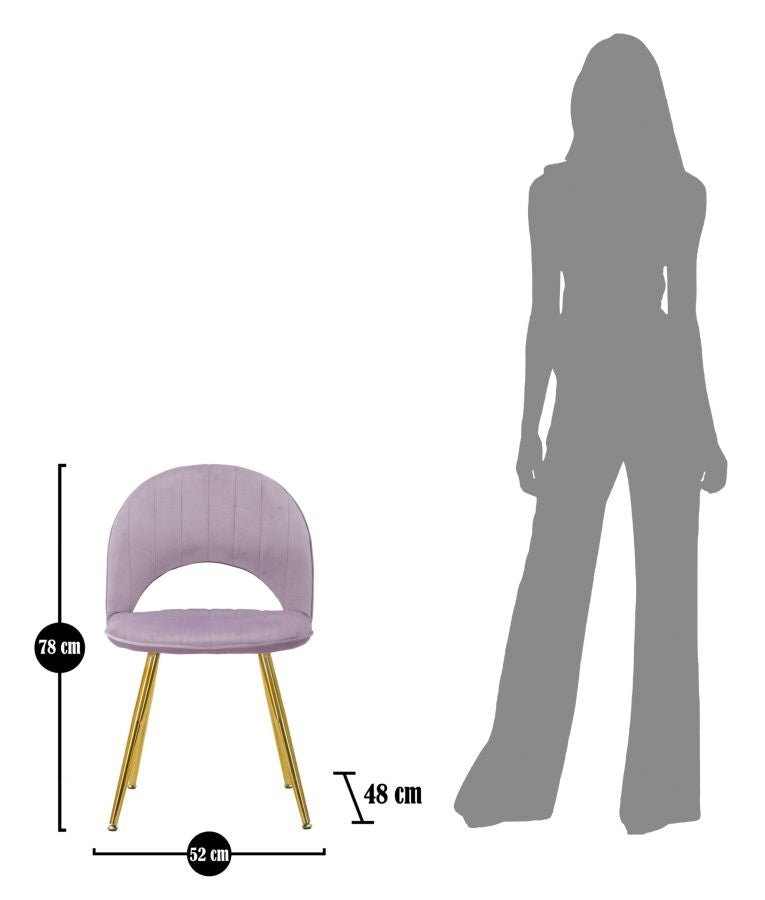 Set 2 scaune tapitate cu stofa, cu picioare din metal, Flex Velvet Lila / Auriu, l52xA48xH78 cm (10)