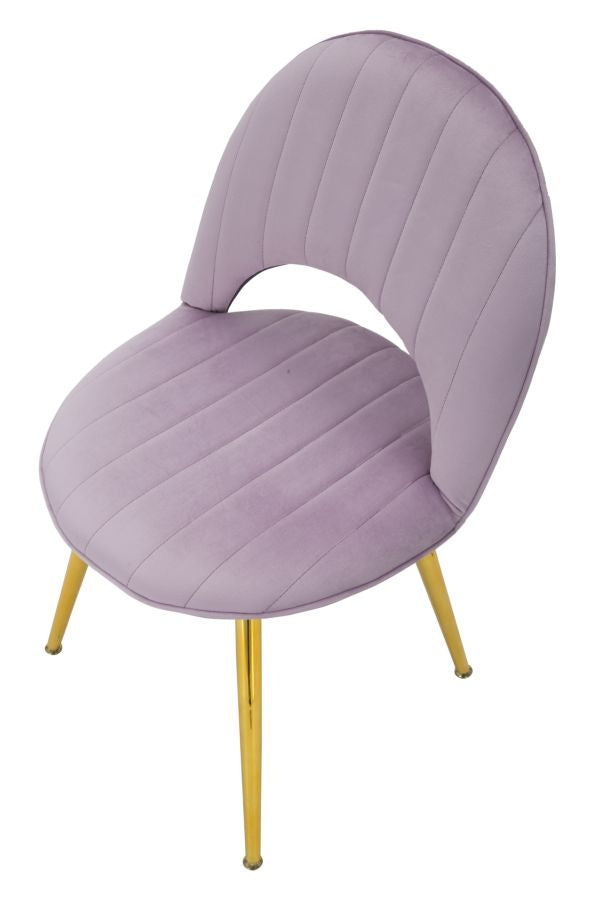 Set 2 scaune tapitate cu stofa, cu picioare din metal, Flex Velvet Lila / Auriu, l52xA48xH78 cm (6)