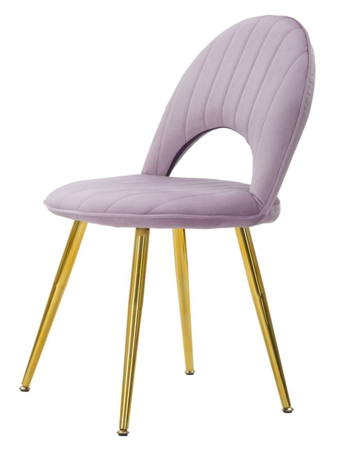 Set 2 scaune tapitate cu stofa, cu picioare din metal, Flex Velvet Lila / Auriu, l52xA48xH78 cm (4)