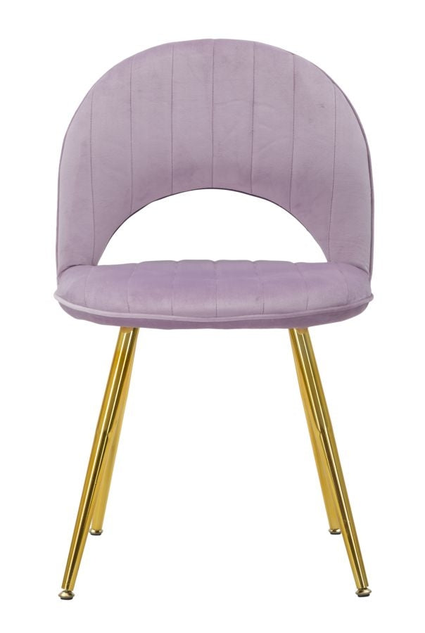 Set 2 scaune tapitate cu stofa, cu picioare din metal, Flex Velvet Lila / Auriu, l52xA48xH78 cm (3)