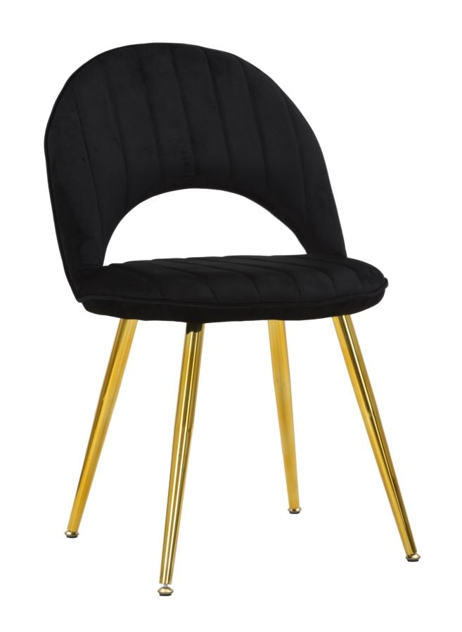Set 2 scaune tapitate cu stofa, cu picioare din metal, Flex Velvet Negru / Auriu, l52xA48xH78 cm (2)