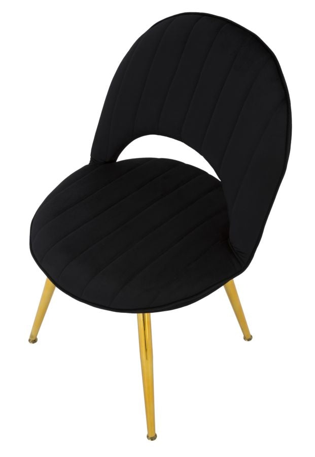 Set 2 scaune tapitate cu stofa, cu picioare din metal, Flex Velvet Negru / Auriu, l52xA48xH78 cm (6)