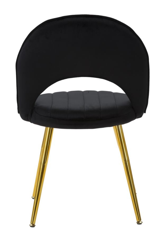 Set 2 scaune tapitate cu stofa, cu picioare din metal, Flex Velvet Negru / Auriu, l52xA48xH78 cm (5)