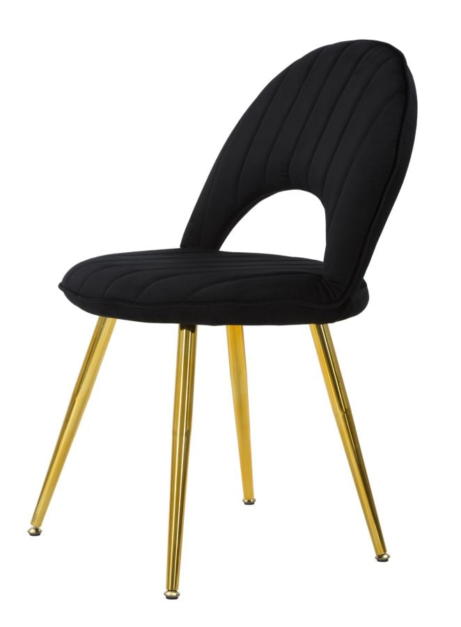 Set 2 scaune tapitate cu stofa, cu picioare din metal, Flex Velvet Negru / Auriu, l52xA48xH78 cm (4)