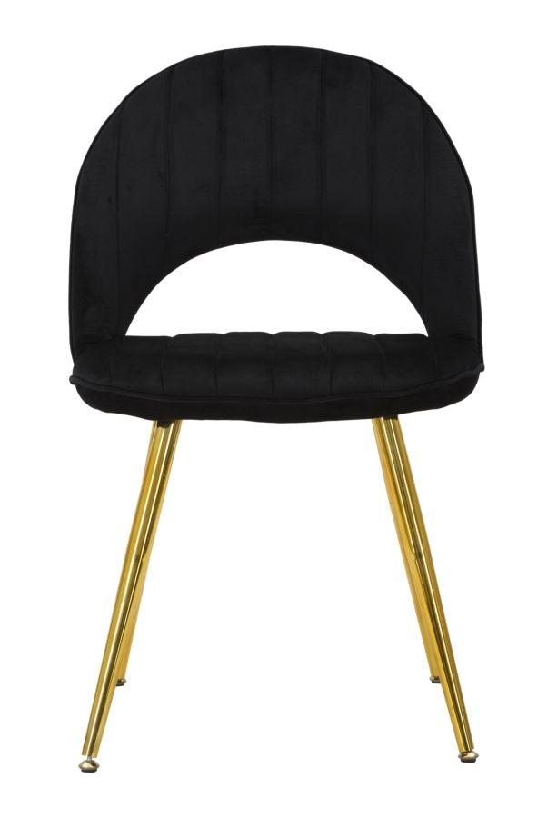 Set 2 scaune tapitate cu stofa, cu picioare din metal, Flex Velvet Negru / Auriu, l52xA48xH78 cm (3)