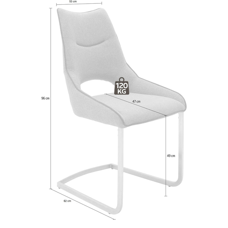 Set 2 scaune tapitate cu stofa, cu picioare metalice Aldrina Capuccino / Crom, l53xA62xH96 cm (2)