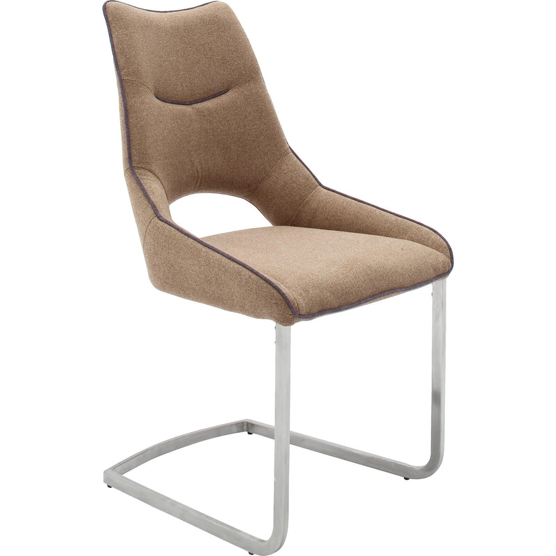 Set 2 scaune tapitate cu stofa, cu picioare metalice Aldrina Capuccino / Crom, l53xA62xH96 cm (1)