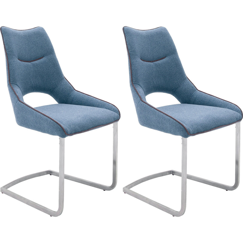Set 2 scaune tapitate cu stofa, cu picioare metalice Aldrina Petrol / Crom, l53xA62xH96 cm