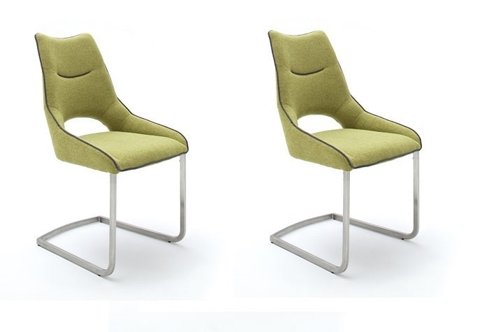 Set 2 scaune tapitate cu stofa, cu picioare metalice Aldrina Fistic / Crom, l53xA62xH96 cm (2)