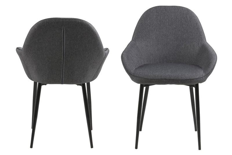 Set 2 scaune tapitate cu stofa, cu picioare metalice Candis Grey, l60xA57,5xH85 cm (1)