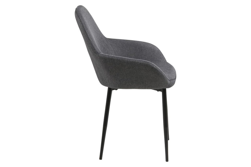 Set 2 scaune tapitate cu stofa, cu picioare metalice Candis Grey, l60xA57,5xH85 cm (2)