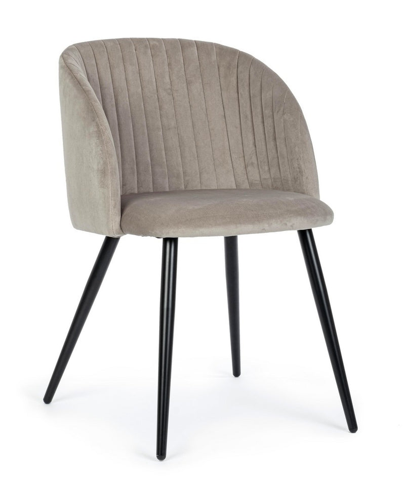 Set 2 scaune tapitate cu stofa, cu picioare metalice Queen Velvet Grej / Negru, l53xA57xH81,5 cm (2)