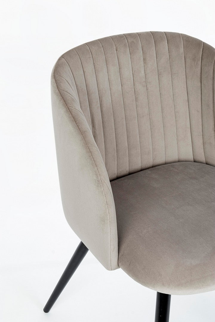 Set 2 scaune tapitate cu stofa, cu picioare metalice Queen Velvet Grej / Negru, l53xA57xH81,5 cm (6)