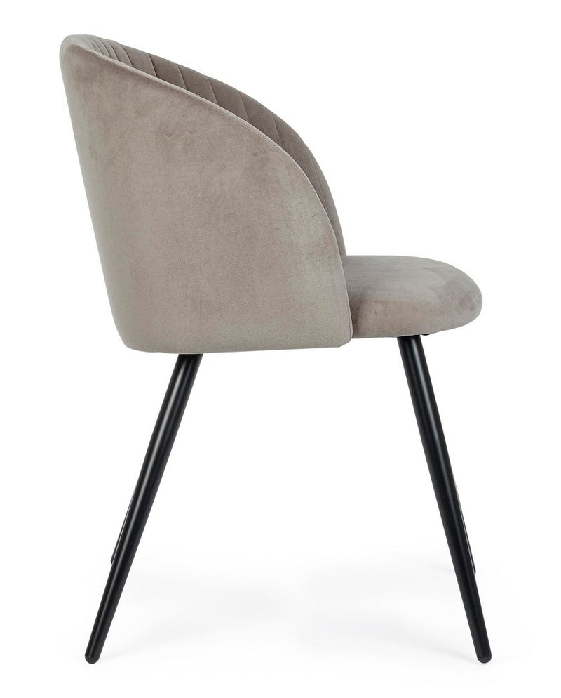 Set 2 scaune tapitate cu stofa, cu picioare metalice Queen Velvet Grej / Negru, l53xA57xH81,5 cm (5)