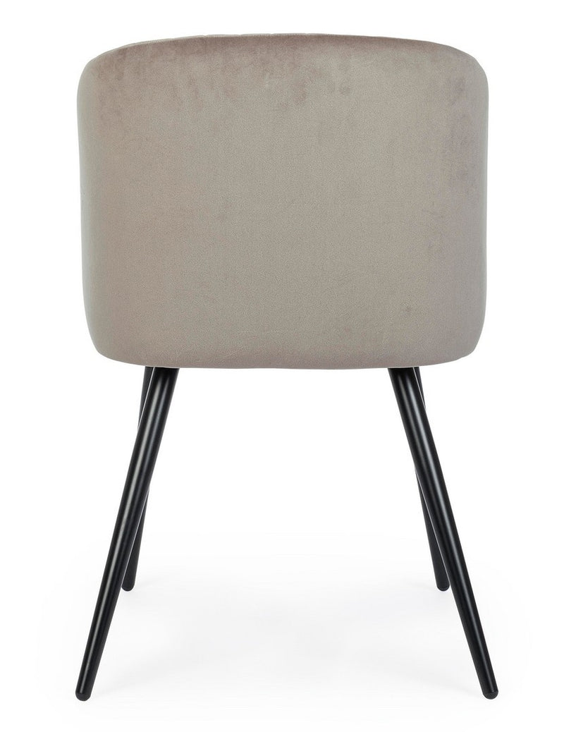 Set 2 scaune tapitate cu stofa, cu picioare metalice Queen Velvet Grej / Negru, l53xA57xH81,5 cm (4)