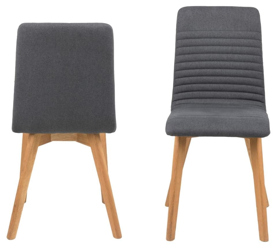 Set 2 scaune tapitate cu stofa si picioare din lemn Arosa Antracit / Stejar, l42xA43xH90 cm (2)