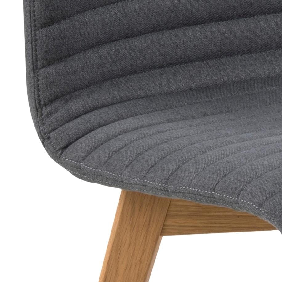 Set 2 scaune tapitate cu stofa si picioare din lemn Arosa Antracit / Stejar, l42xA43xH90 cm (3)