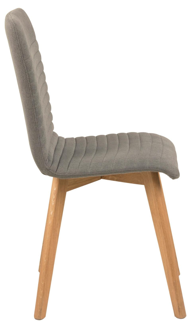 Set 2 scaune tapitate cu stofa si picioare din lemn Arosa Gri deschis / Stejar, l42xA43xH90 cm (3)