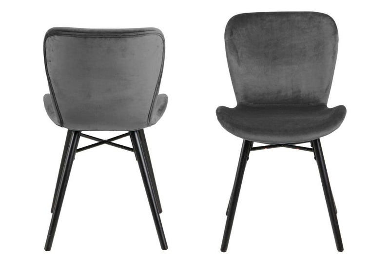Set 2 scaune tapitate cu stofa si picioare din lemn Batilda A-1 Velvet Gri inchis / Negru, l47xA53xH82,5 cm (3)