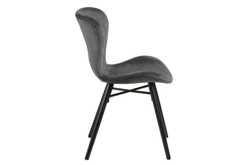 Set 2 scaune tapitate cu stofa si picioare din lemn Batilda A-1 Velvet Gri inchis / Negru, l47xA53xH82,5 cm (4)