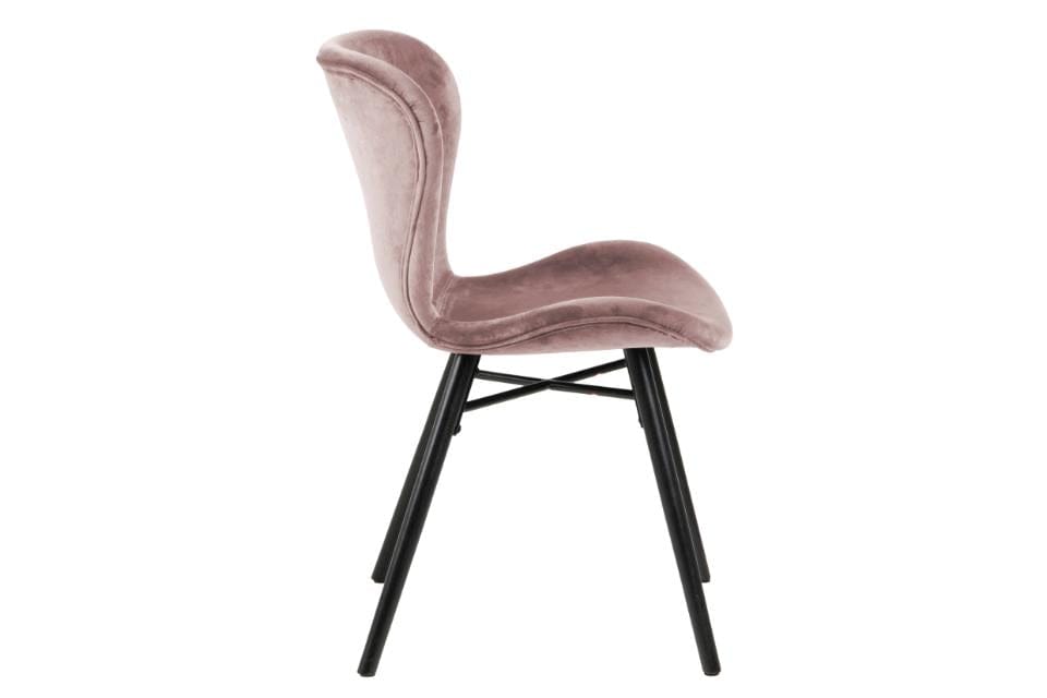 Set 2 scaune tapitate cu stofa si picioare din lemn Batilda A-1 Velvet Roz Inchis / Negru, l47xA53xH82,5 cm (5)