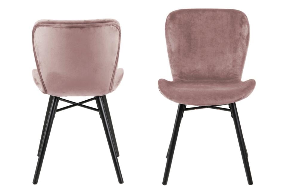 Set 2 scaune tapitate cu stofa si picioare din lemn Batilda A-1 Velvet Roz Inchis / Negru, l47xA53xH82,5 cm (4)