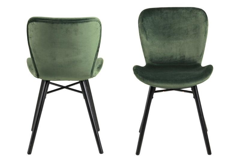 Set 2 scaune tapitate cu stofa si picioare din lemn Batilda A-1 Velvet Verde / Negru, l47xA53xH82,5 cm (4)