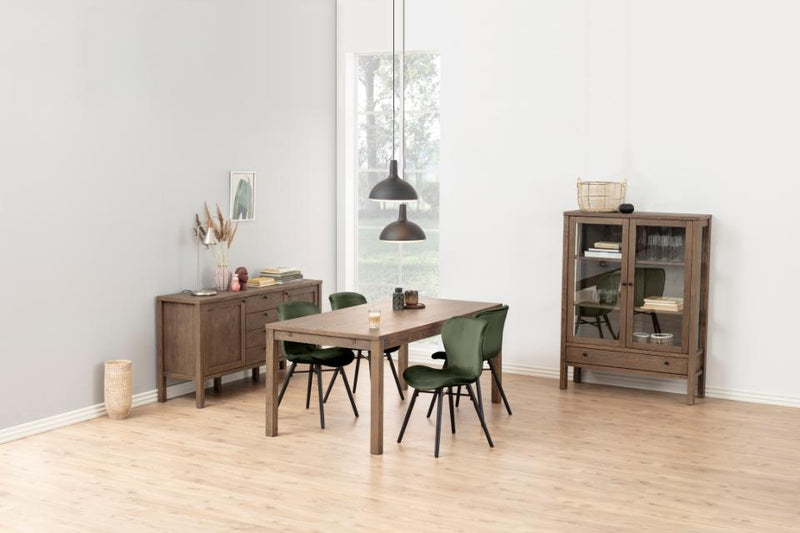 Set 2 scaune tapitate cu stofa si picioare din lemn Batilda A-1 Velvet Verde / Negru, l47xA53xH82,5 cm (1)