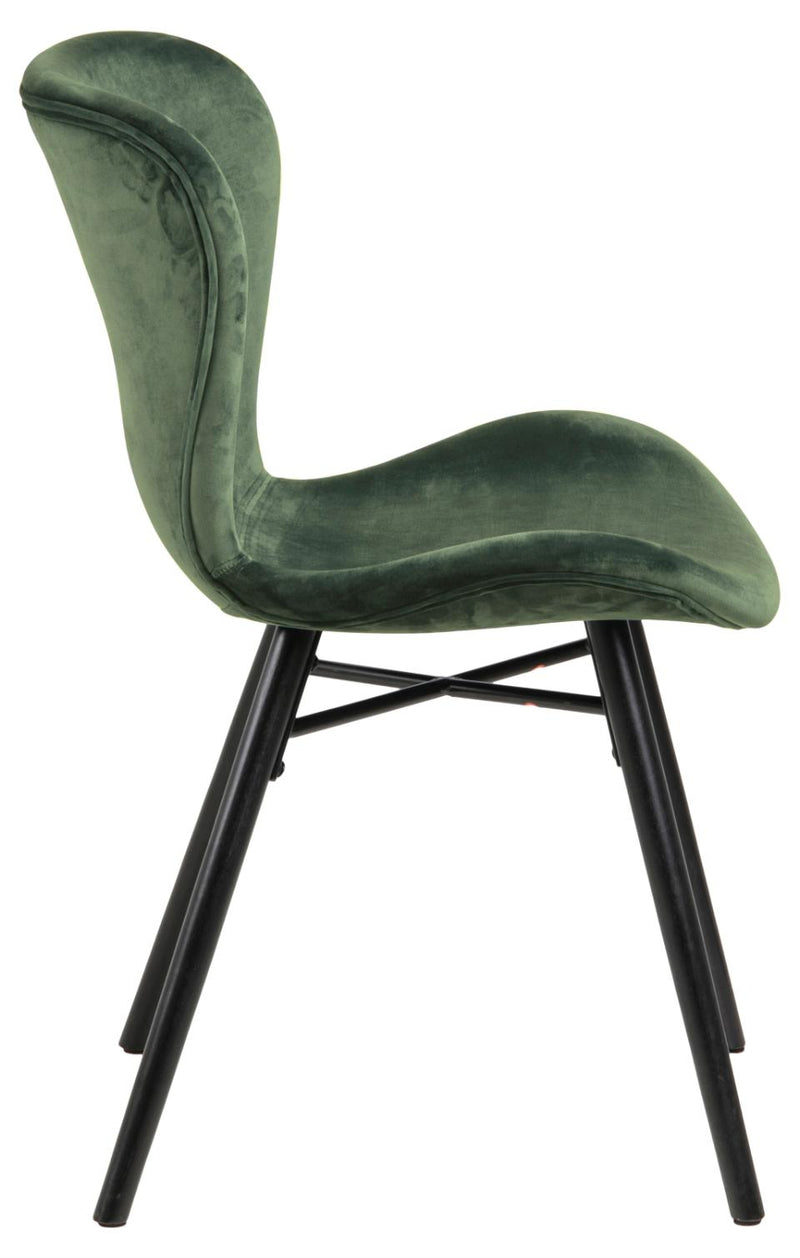 Set 2 scaune tapitate cu stofa si picioare din lemn Batilda A-1 Velvet Verde / Negru, l47xA53xH82,5 cm (5)
