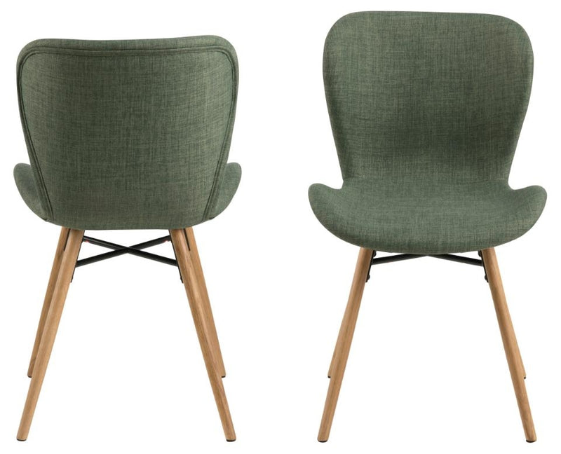 Set 2 scaune tapitate cu stofa si picioare din lemn Batilda A-1 Verde / Stejar, l47xA53xH82,5 cm (2)
