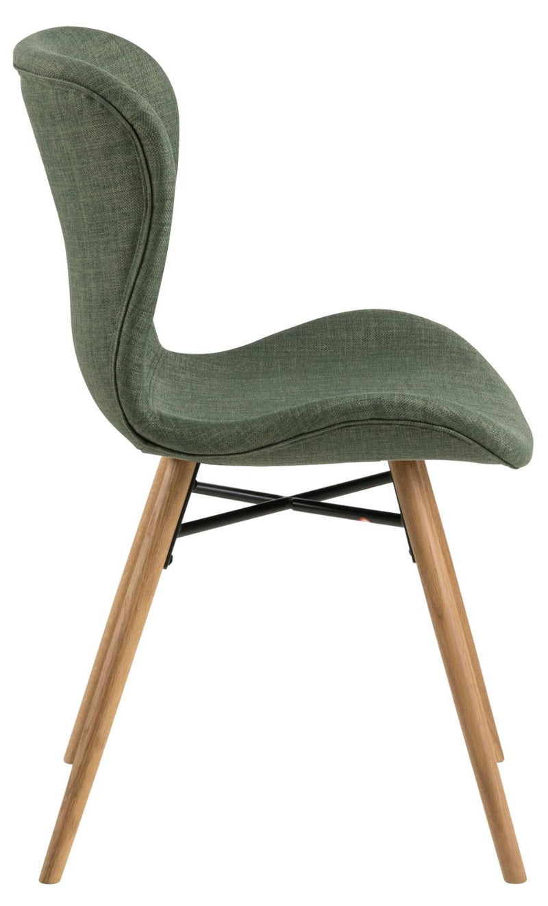 Set 2 scaune tapitate cu stofa si picioare din lemn Batilda A-1 Verde / Stejar, l47xA53xH82,5 cm (3)